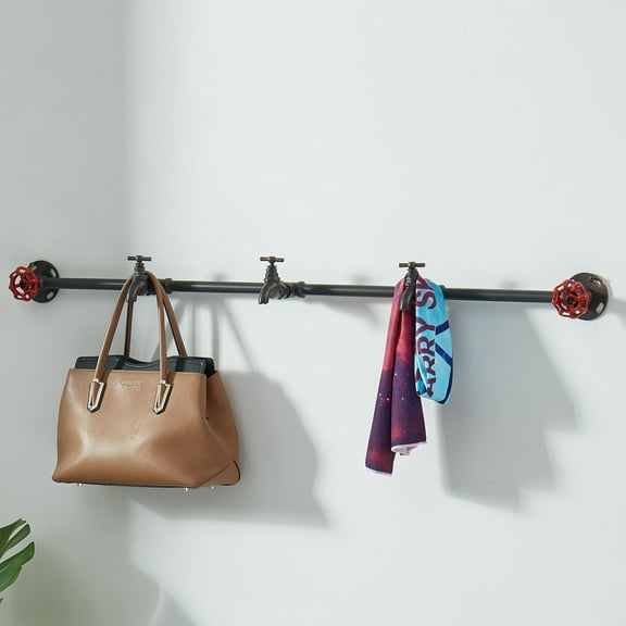 Furniture of America Stire Metal 5-Hook Coat Rack, Sand Black