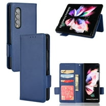 Dteck Wallet Phone Case for Samsung Galaxy Z Fold3 5G, 3 Card Slots Holder Wallet PU Leather Magnetic Closure Folio Flip Cover,Deep Blue