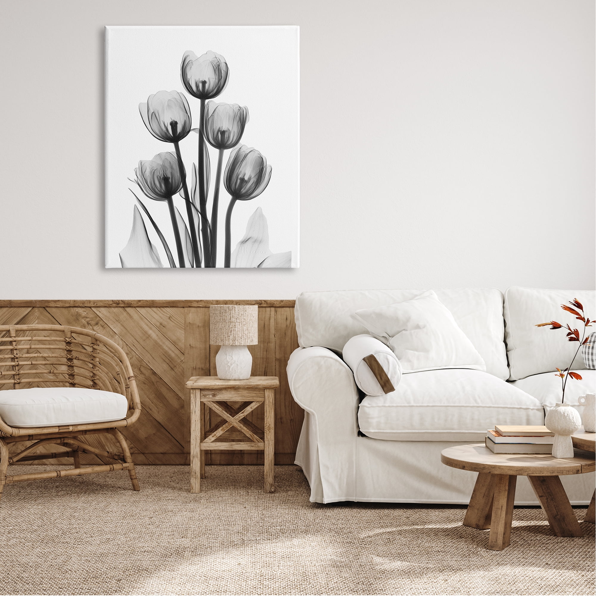 Stupell Industries Abstract Flower Silhouette Monochrome Tulips Design Photography Gallery-Wrapped Canvas Print Wall Art, 36x48, by Albert Koetsier