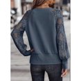 thumbnail image 6 of Womens Long Sleeve Shirts V-Neck Lace Tops Business Casual Blouses Tee Trendy Fall Fashion Outfits Clothes Grey XL, 6 of 7