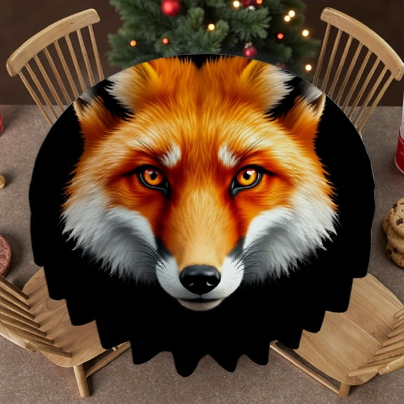 RKSupls Round Tablecloth - Red Fox Head Microfiber Table Cover - Soft, Stain Resistant & Washable Decor for Wedding, Party, Holiday, Home Dining, 60x60inch