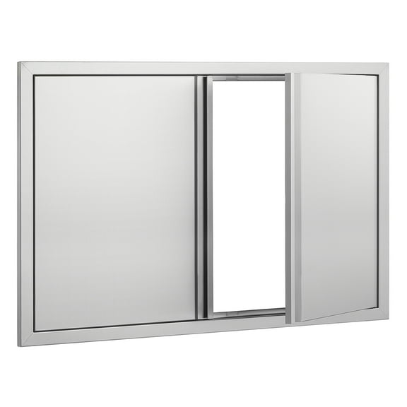 KFFKFF Barbecue Access Door, 36W x 24H Inch Dual Exterior Kitchen Door, Stainless Steel Inset Door, Wall Upright Door with Inset Handles, for Barbecue Island, Grill Station, Outdoor Cupboard