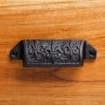 thumbnail image 2 of Black Iron Cabinet Drawer Bin Cup Pulls 4" W x 1.5" H Le' Saint Ornate Kitchen or Dresser Pull Handles Knobs with Screws Renovators Supply, 2 of 7