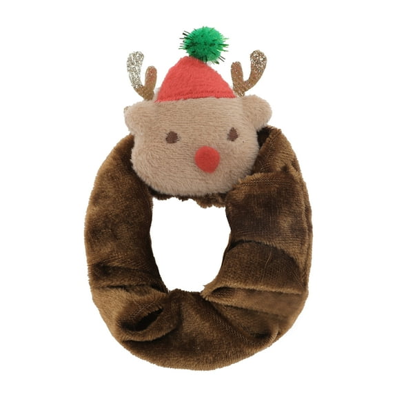 Unique Bargains 1 Pc Christmas  Hair Scrunchies Cartoon Elk Hair Rope for Christmas Brown