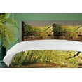 thumbnail image 4 of Ambesonne Landscape Duvet Cover Sets, Pine River in Autumn, 2-King, Green Yellow Cinnamon, 4 of 7