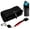 Black, variant on Microfiber Waffle Pattern Tri-fold Golf Towel, Brush Tool Kit with Club Groove Cleaner, Retractable Extension Cord, Clip and Pouch