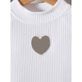 thumbnail image 5 of Toddler Girls Fall Outfits Heart Cutout Crew Neck Long Sleeve Tops and Pearl Button Plaid Skirts Set, 5 of 8