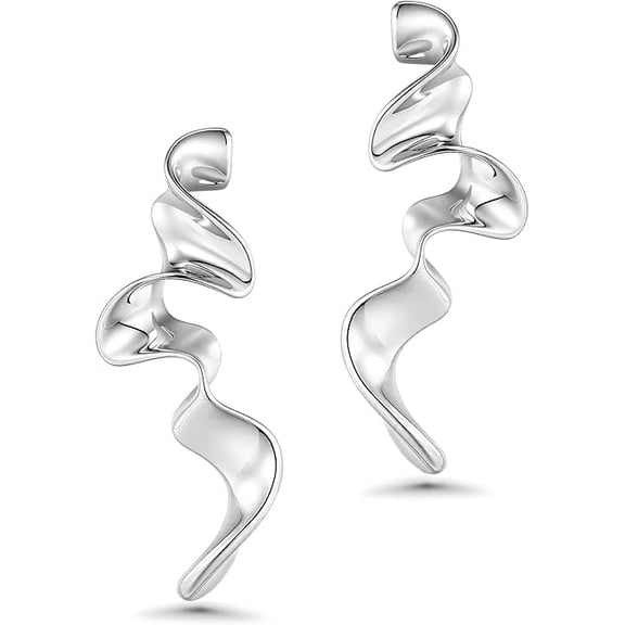 SNGIA Silver Plated Spiral Drop Dangle Earrings for Women, Geometric Statement Fashion Jewelry