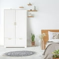 VINGLI 60"H White Wardrobe Armoire Closet with Shelves and Drawer