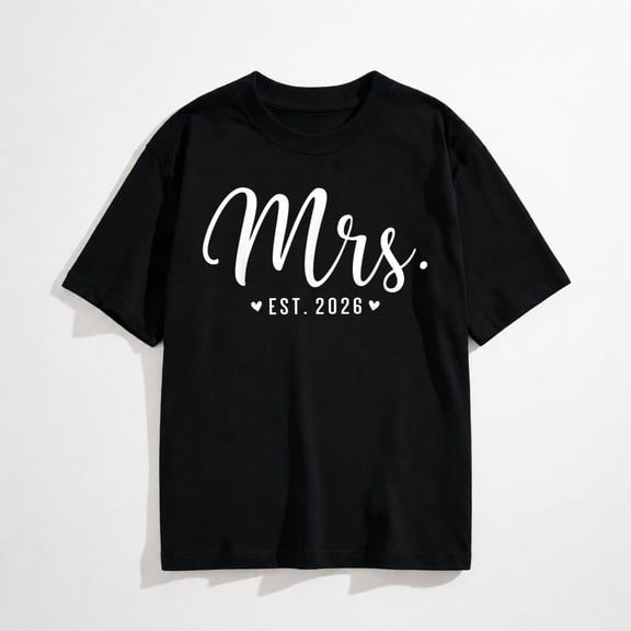 Mrs Est. 2026 Just Married Couple Wedding Party Mr Mrs Bride T-Shirt