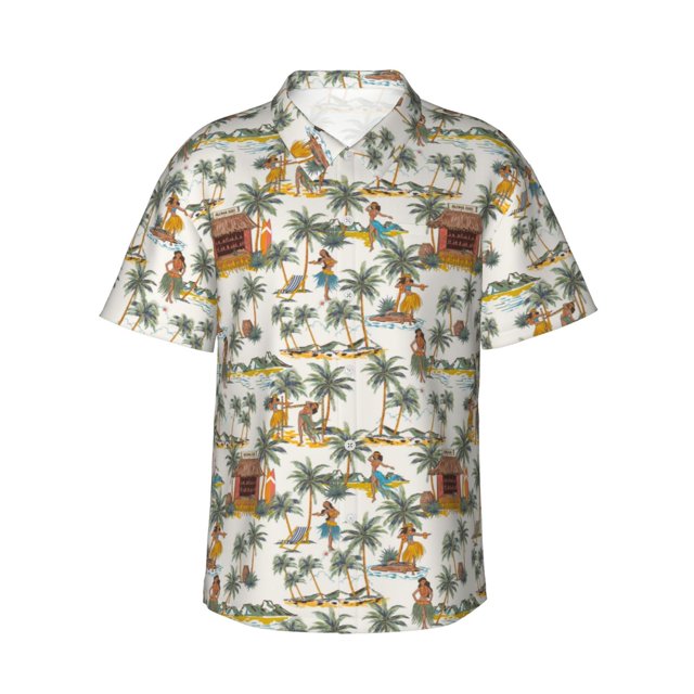 Balery Hawaiian Style Camisas hawaianas de manga corta para hombre, camisas playeras de corte holgado, camisas de vacaciones con botones,Large