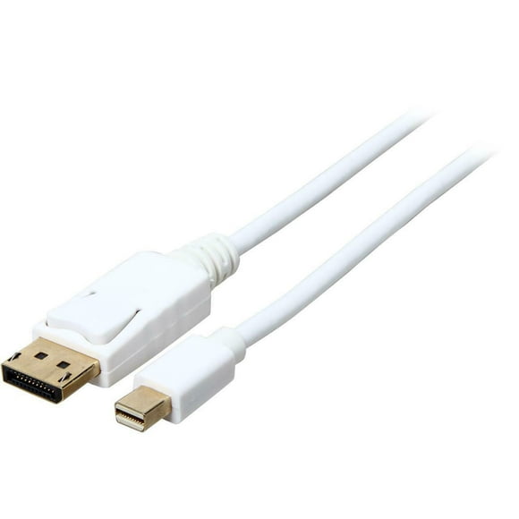 HYFAI Mini DP vers DP Mini DisplayPort vers Adaptateur Câble avec audio 4K*2K 60Hz - FT4 32AWG Blanc 10 Pieds