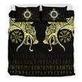 thumbnail image 1 of Juego De Cama Vikingo, Fenrir Cuervo Y Vegvisir Tatuaje Amarillo Rlt12, 1 of 6