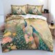 thumbnail image 3 of Pavo real Juego de cama Floral Pavos reales Funda Nórdica King Beatuiful Animales, 3 of 6