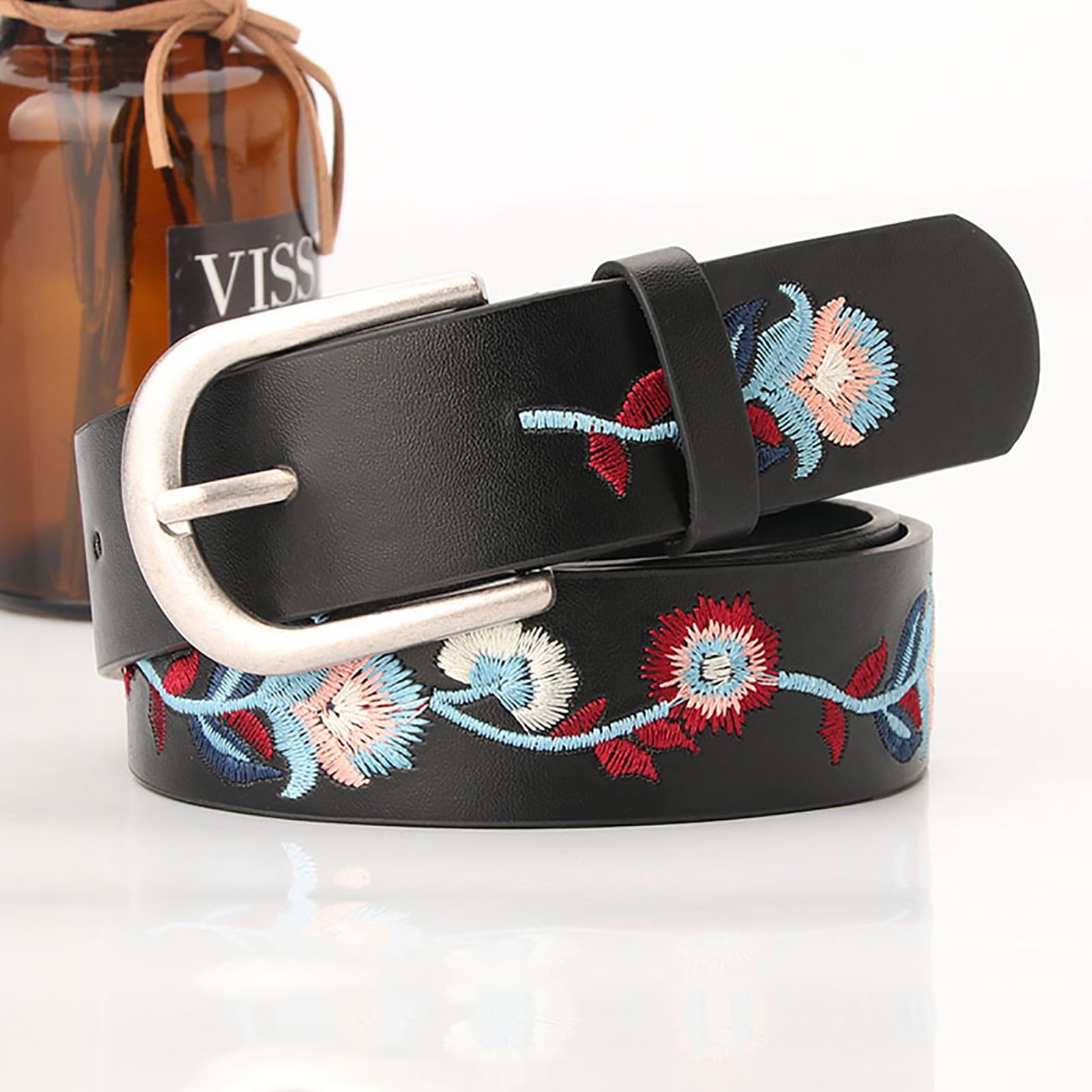 Designed Women Leather Belt 1.3in Wide Jeans Belts for Women Dresses with Christmas Gift Box 