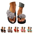 thumbnail image 5 of Beach Flower Flip Flop Dressy Sandals for Women 2025 Boho Summer Floral Dress Slides Platform Slip on Sandals, 5 of 6