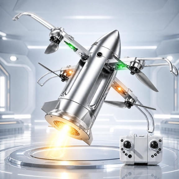 RC Dragon StarShip Flying Rocket Toy, Remote Control Drone Style Aircraft with LED Lights, Spray Mist Effect and Easy Indoor Outdoor Play