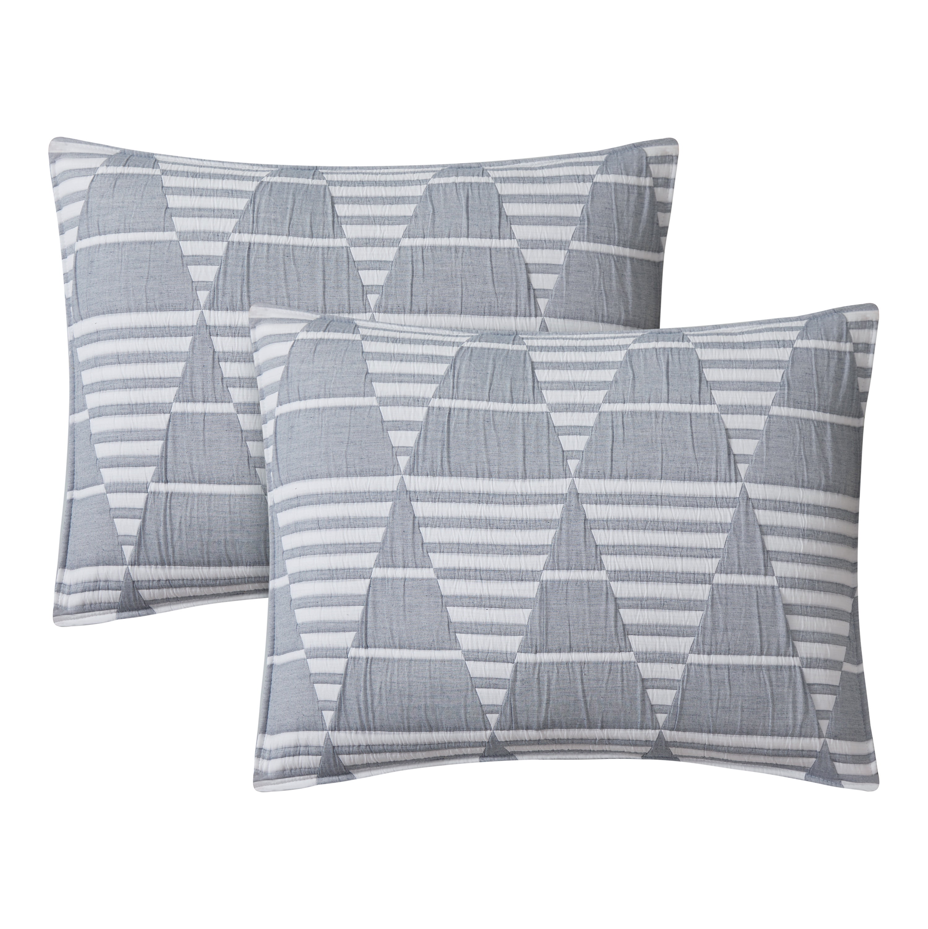 Trigon Denim Blue 3-Piece All-Season Soft Woven Matelasse Jacquard Reversible Cotton Blend Quilt Set - Full/Queen