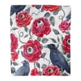 thumbnail image 1 of POGLIP Flannel Throw Blanket Blue Watercolor Gothic Pattern Red Roses Eyeballs Soft for Bed Sofa and Couch 58x80 Inches, 1 of 1