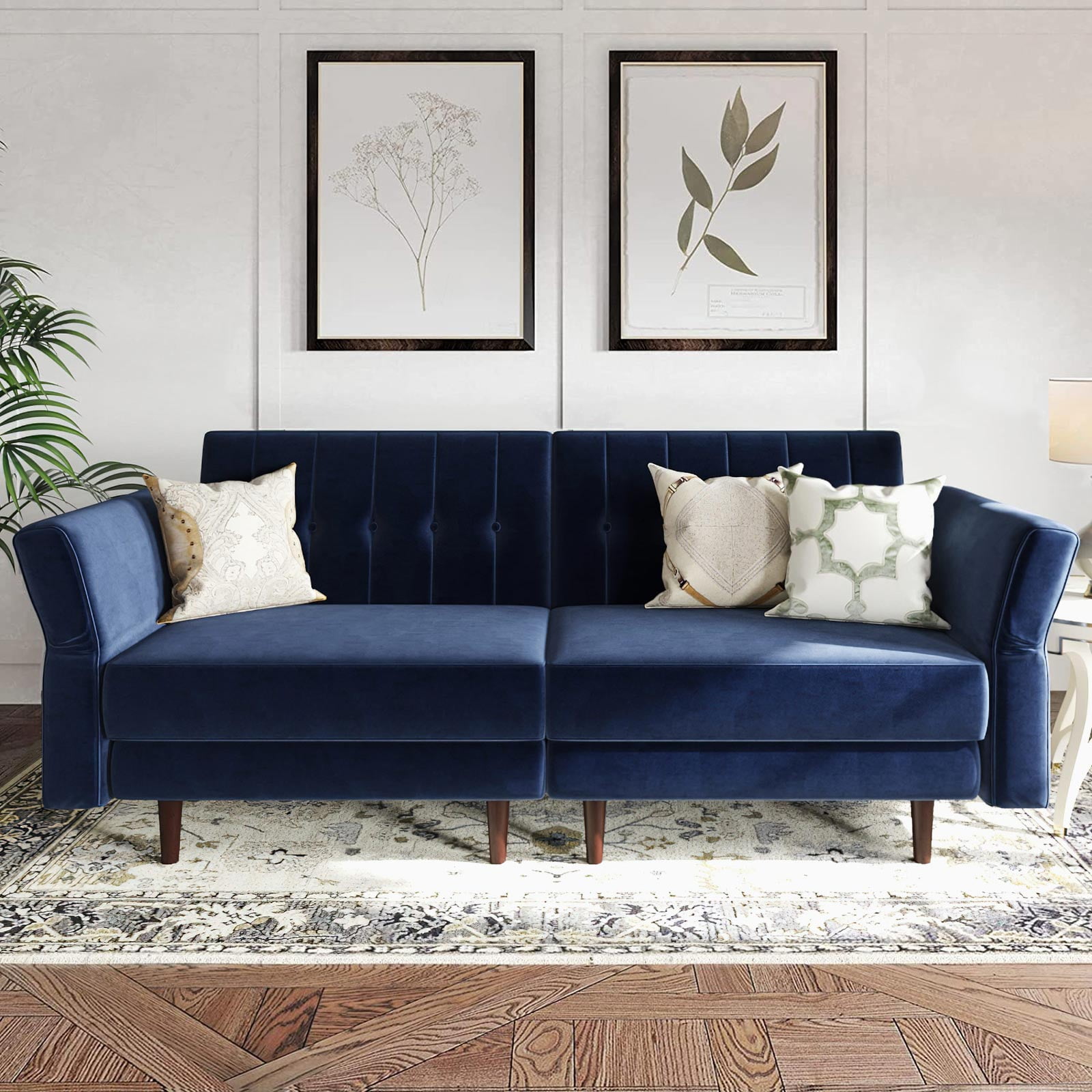 Belffin Velvet Convertible Futon Sofa Bed Memory Foam Futon Couch