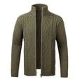 thumbnail image 4 of Gibobby Sueter Cardigan Casual Chaqueta de forro polar con cremallera completa para hombre(Verde,CH), 4 of 4