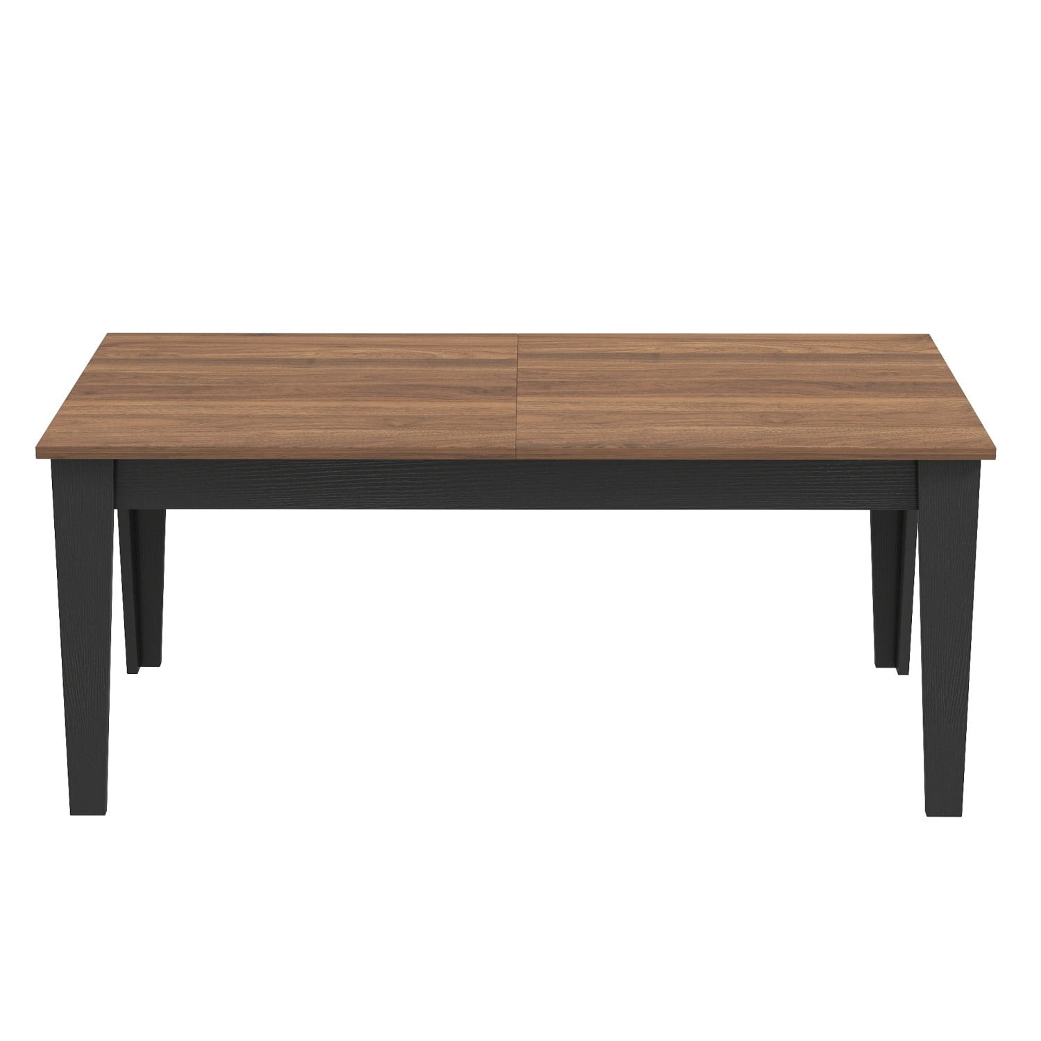 106.3" Extendable Dining Table, Large Woodgrain Kitchen Table with Expandable Design, Modern Rectangular Dining Room Table for Family Meals, Office, Study & Gathering Spaces, Walnut&black