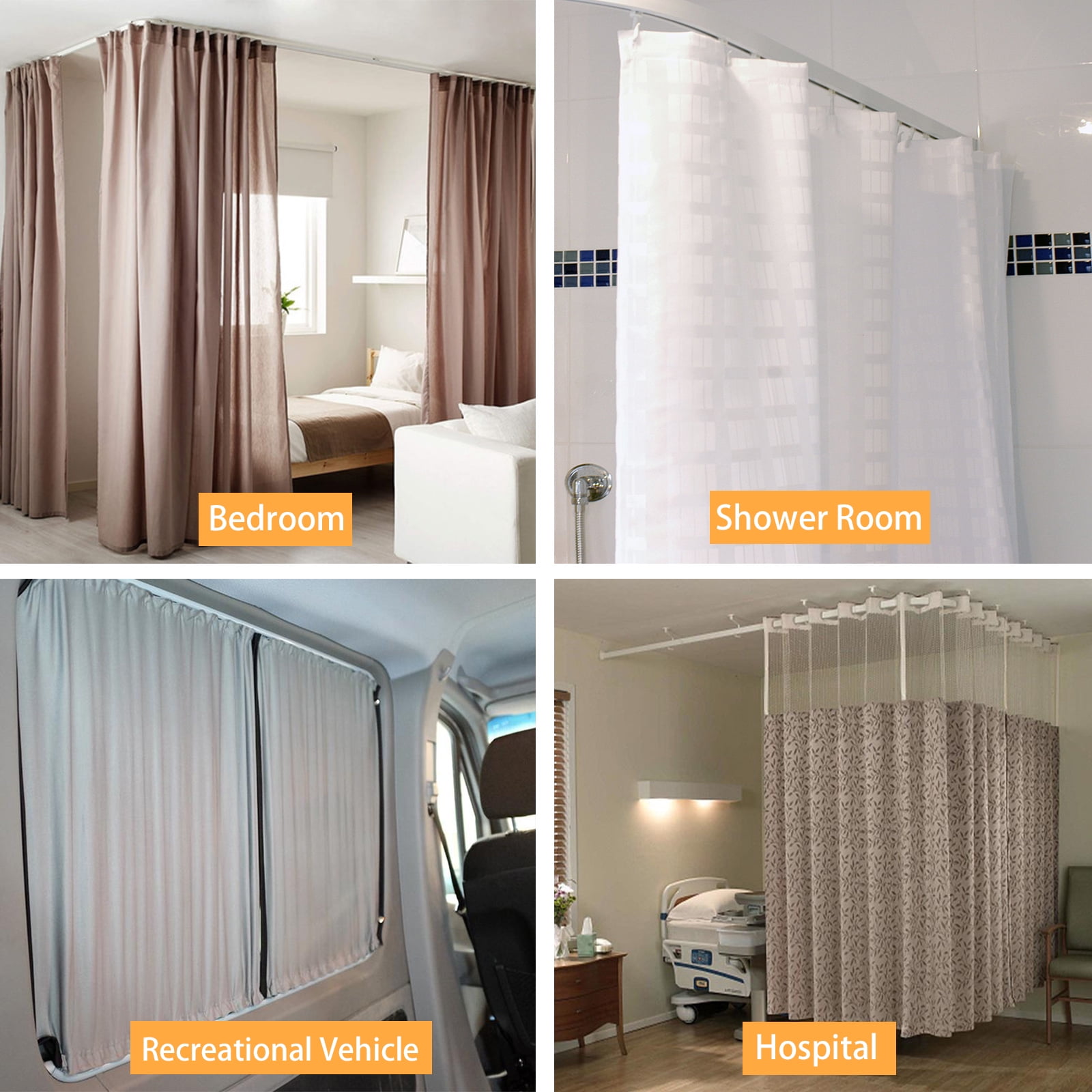 Self Adhesive Ceiling & Wall Curtain Track，3m/9.8ft for Curtains-Room  Divider Living Room Bedroom Drop Ceiling Shower，No Drill Curtain Rod (Color  