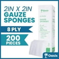 thumbnail image 2 of Oasis Gauze Sponges, 100% Cotton, Woven Non-Sterile Gauze (Pack of 200) (2"x2", 8-Ply), 2 of 4