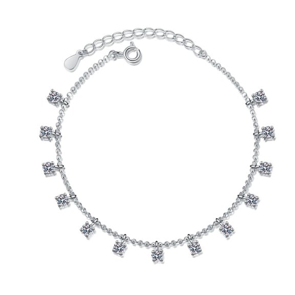 Adjustable 3mm-4mm Moissanite Bracelet for Women D Color VVS1 Diamond Chain Bracelets S925 Sterling Silver Chain Link Bracelets with Certificate