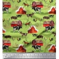 thumbnail image 1 of Soimoi Green Velvet Fabric Barn & Pet Animals Farm Print Sewing Fabric Yard 60 Inch Wide, 1 of 3