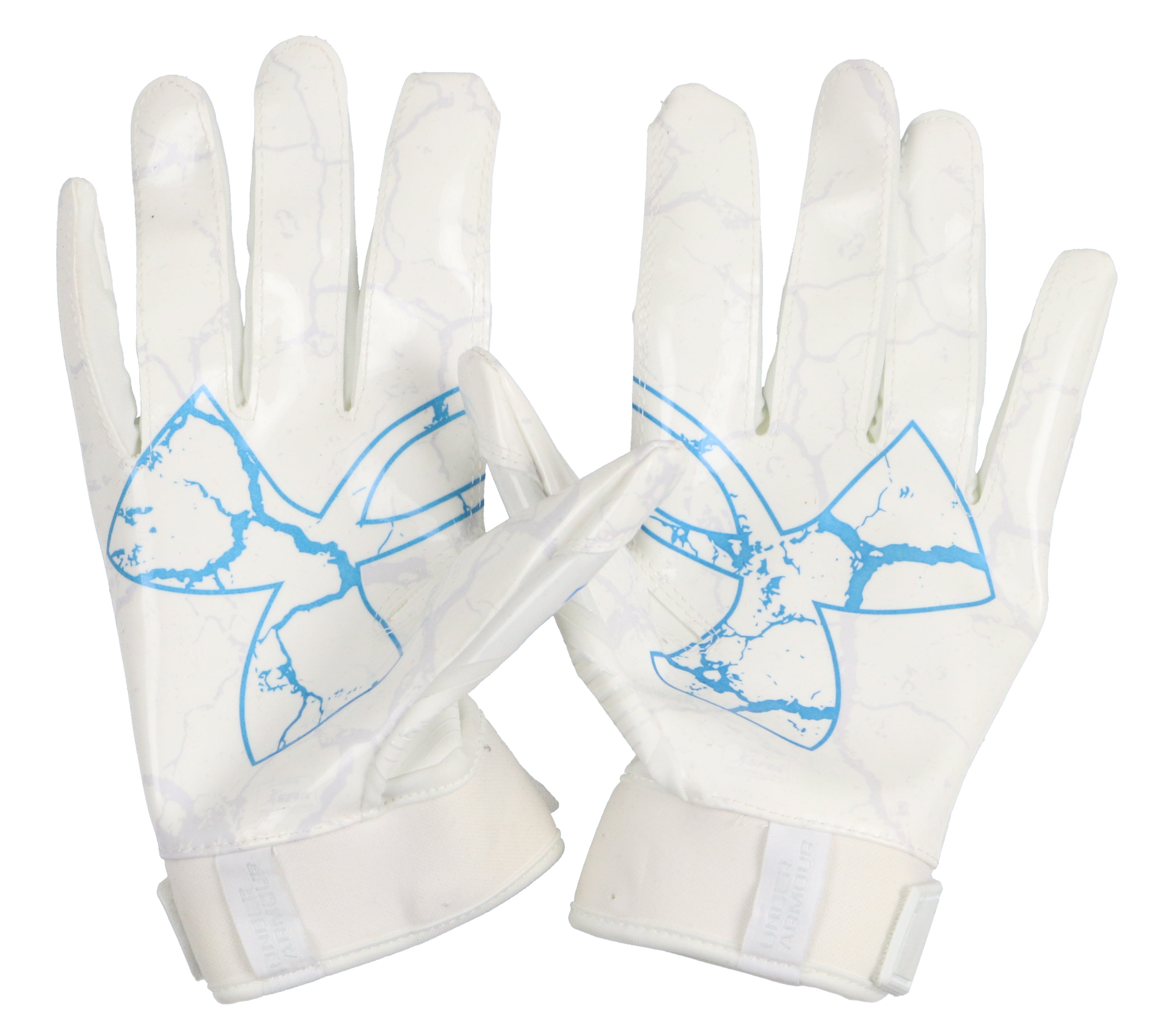 Under Armour Men's UA F9 Nitro Football Receiver Gloves Large White Blue