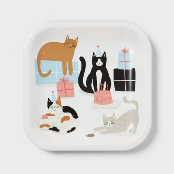 Cat Birthday Party Snack Plate 10ct