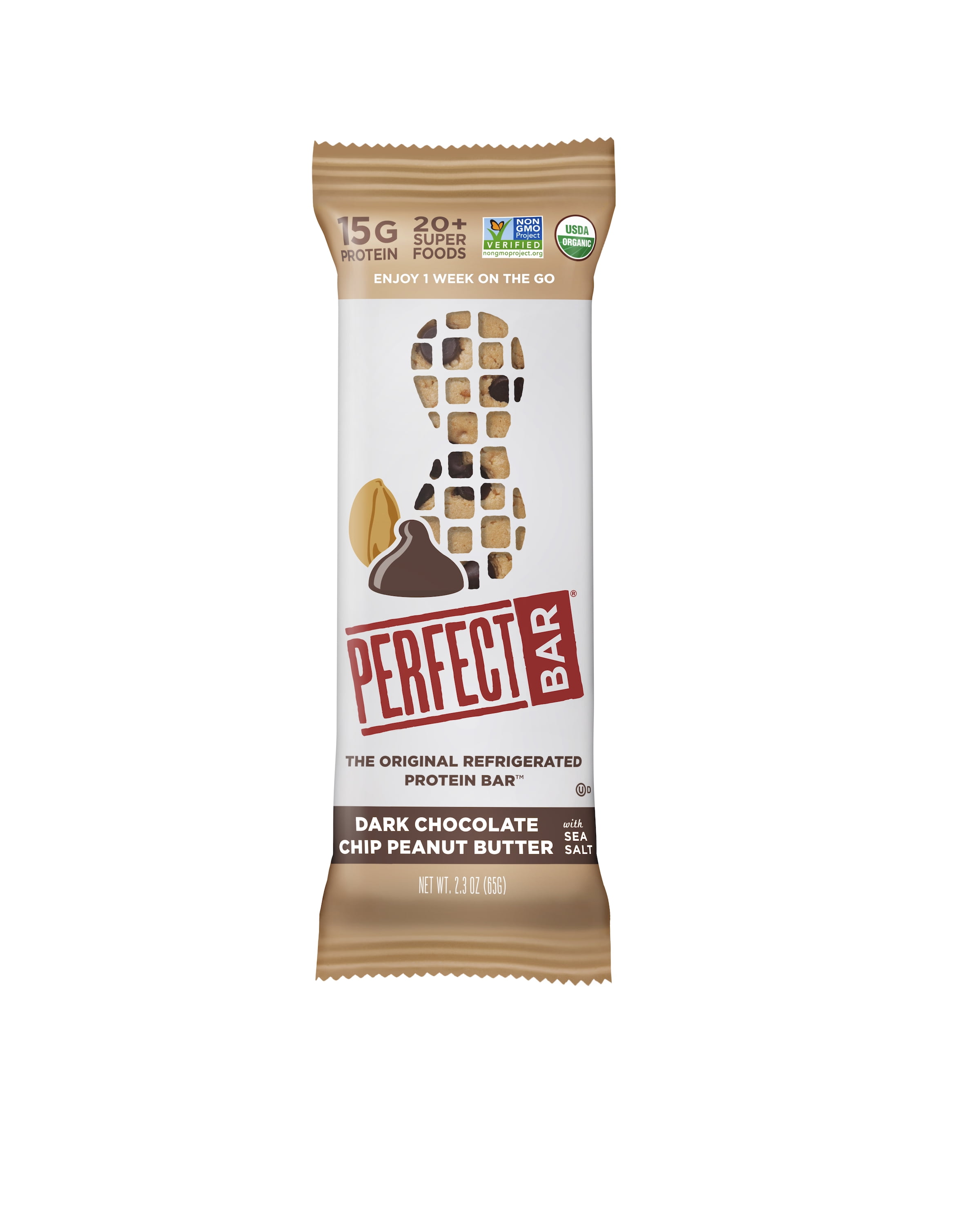 Perfect Bar, Dark Chocolate Peanut Butter w/ Sea Salt, 15g Protein, 2.3 ...