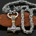 thumbnail image 3 of Collar retro de cultura nórdica para hombre, colgante de acero inoxidable con cabeza de lobo vikingo, accesorios, 3 of 6