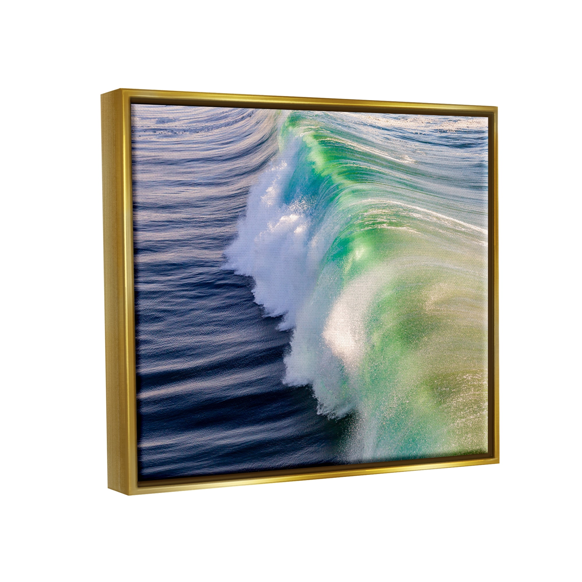Stupell Industries Rolling Sea Waves Deep Ocean Water Photography Photograph Metallic Gold Floating Framed Canvas Print Wall Art, Design by Jeff Poe Photography