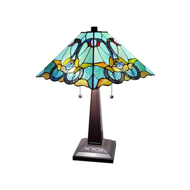 Amora Lighting AM254TL14B Lampe de Table Mission Florale Style Tiffany de 23 Pouces de Haut