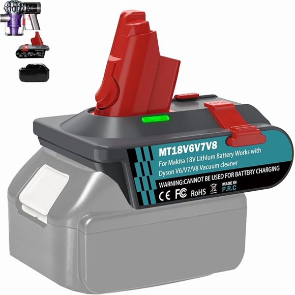 New Version V6 V7 V8 Battery Adapter for Ma*kita 18V Lithium Battery Convert to Work with for Dy*son V8 V7 V6 Animal Absolute Motorhead Fluffy Vacuum Cleaners, 3-in-1 Vacuum Battery Converter
