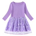 thumbnail image 3 of COM1950s Robe Longue avec Manches, Robe en Coton à Manches Longues et Col Rond pour Filles avec Empiècements en Mesh, Jupe Décontractée Ample et Confortable, Robe d'Été Décontractée, 3 of 4
