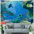 thumbnail image 4 of Fenyluxe  Dolphin Tapestry Tropical Fish and Coral Reef in Cave under Deep Sea Wall Hanging Ocean Tapestries for Kids Bedroom Living Room Dorm Birthday Party Wall Decor 40x30inch, 4 of 6