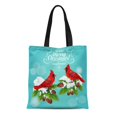 thumbnail image 1 of NUDECOR Sac Fourre-Tout en Toile Oiseau Cardinal de Noël Vacances d'Hiver Rouge Assis sur Neige Sac d'Épicerie Réutilisable Durable, 1 of 1