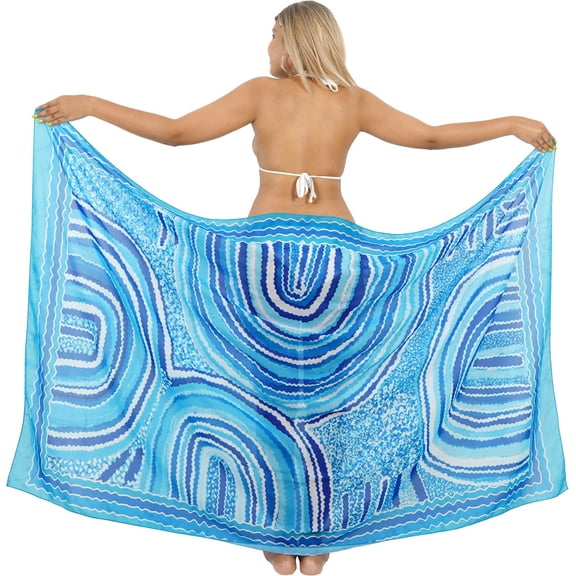 HAPPY BAY Women's Beachwear Sarong Coverups Bikini Skirt Swimsuit Swim Cover up Summer Wraps Swimwear Beach Wrap Skirts for Women One Size Aztec, Blue