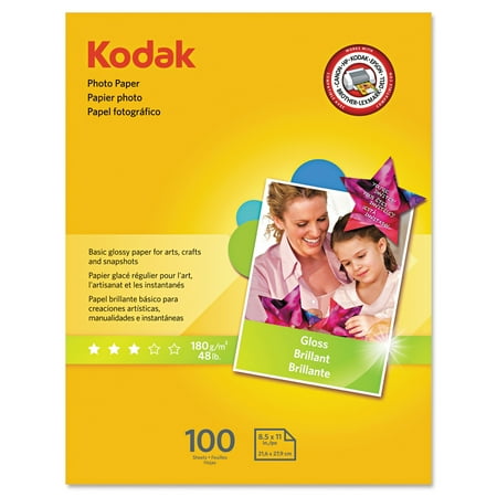 Kodak Photo Paper, 6.5 mil, Glossy, 8-1/2 x 11, 100 Sheets/Pack -KOD8209017