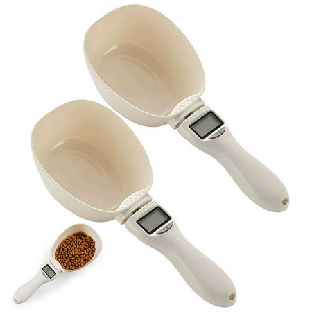 2 PCS Digital Measuring Spoon Scale, 800g/0.1g High Precision Kitchen Scoop with LCD, Grams/Oz/Cup/ML Conversion for Baking, Cooking & Pet Food
