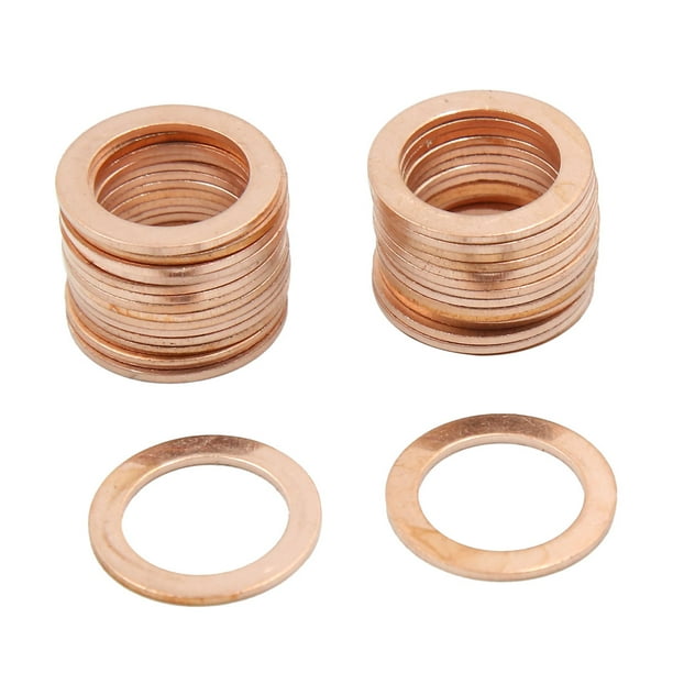 14mm Diámetro Interior Juntas De círculos Planos Sellados Arandelas De Aplastamiento De Cobre 30Pcs