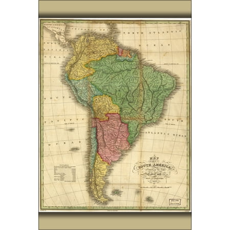 24"x36" Gallery Poster, Map of South America 1826