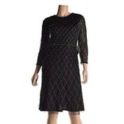 New Adrianna Papell 3/4 SLV Beaded Short Dress, 6