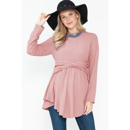 

Women s Maternity Long Sleeve Asymmetric Waist Band Top