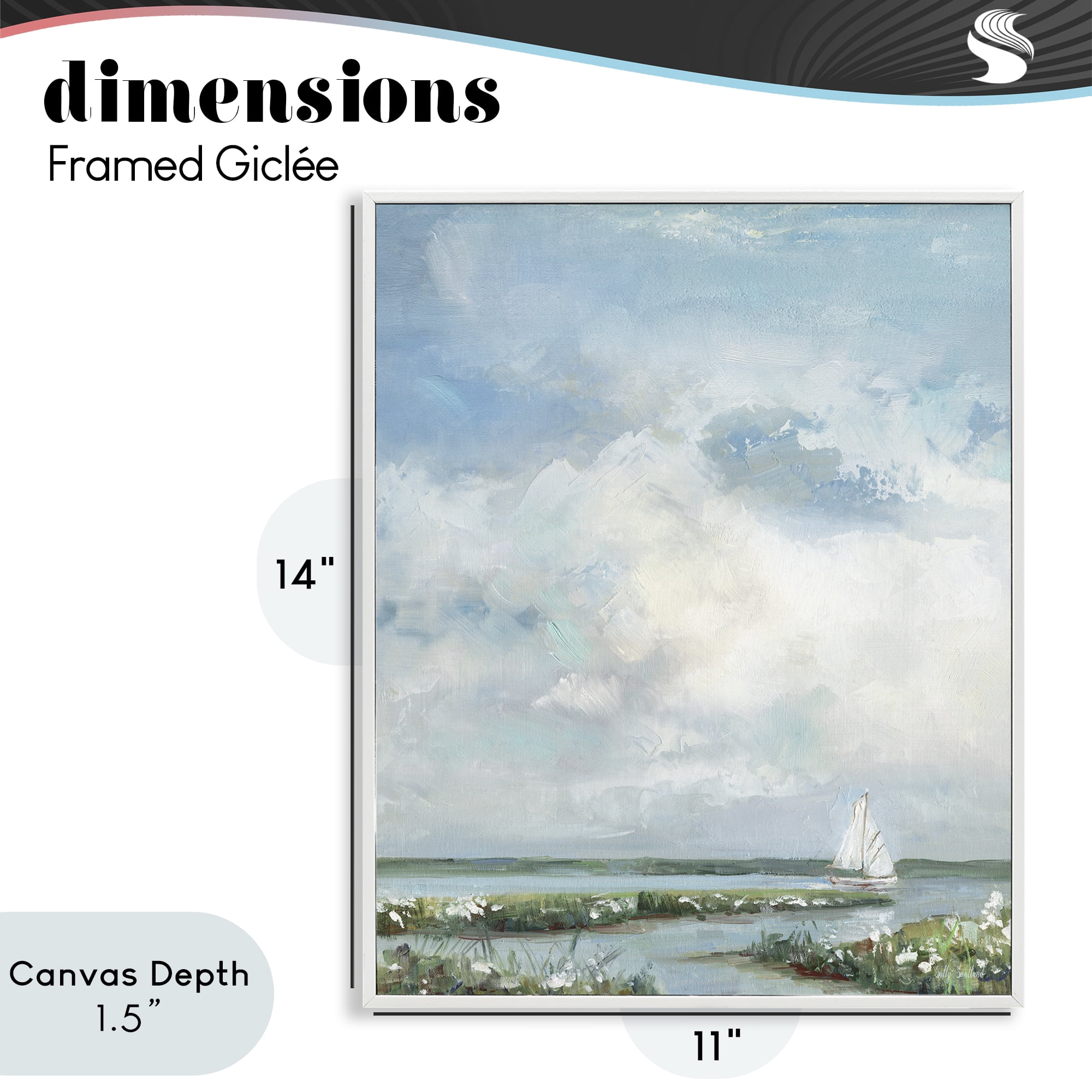 Stupell Industries Sailboat On Summer Marsh White Framed Giclee Art, design by Sally Swatland