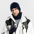 thumbnail image 2 of 3 Pcs Men Winter Beanie Hat Casual Scarf and Touch Screen Gloves Set for Men, 2 of 5