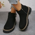 thumbnail image 2 of Rokment Platform Boots for Women 2025 Fashion Casual Buckles Chunky Mid Heel Dress Ankle Booties with Side Zipper Black Size 6.5, 2 of 7
